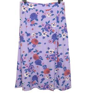 Candace Cameron Bure Purple Floral Lightweight Midi Skirt Medium Petite